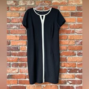 Talbots Classic Black Shift Dress Short Sleeves Knit 12P